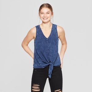 Universal Thread Distressed Front Tie Tank Top